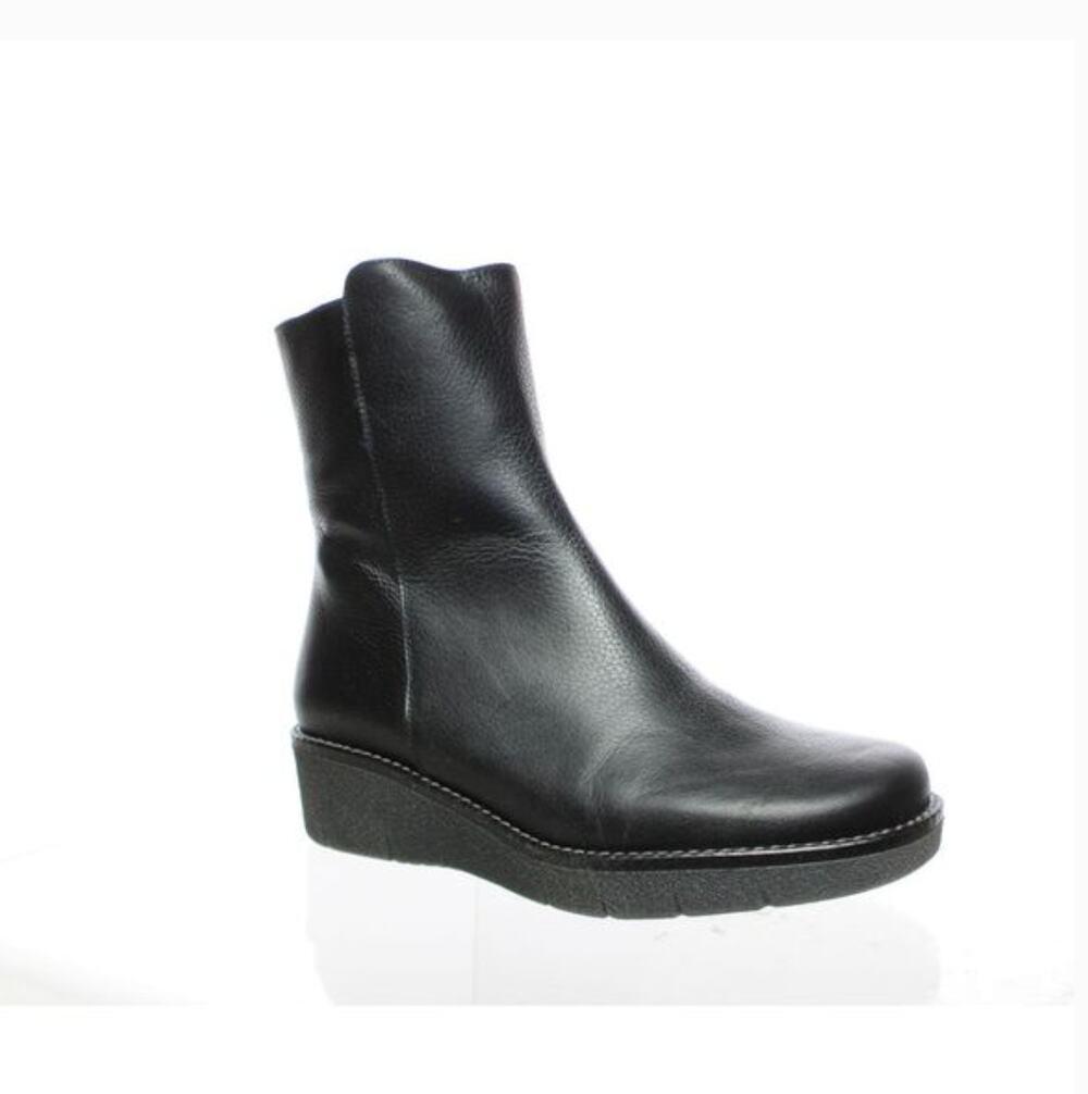 Toni Pons Wedge Leather Boots 38 7.5 Black NWT Ankle Mid Calf Booties Comfort